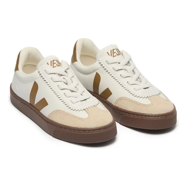 O.T. Leather Volley Sneakers with Elasticated Laces | Brown