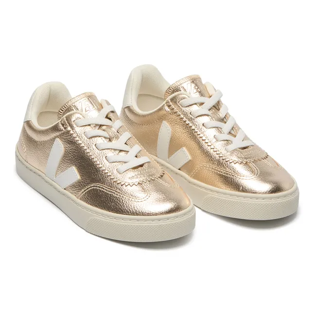 O.T. Leather Volley Sneakers with Elasticated Laces | Gold
