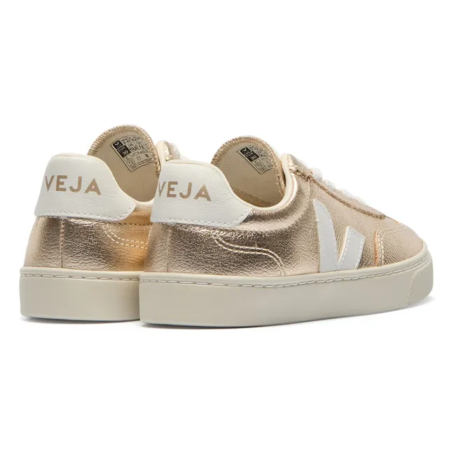 O.T. Leather Volley Sneakers with Elasticated Laces | Gold