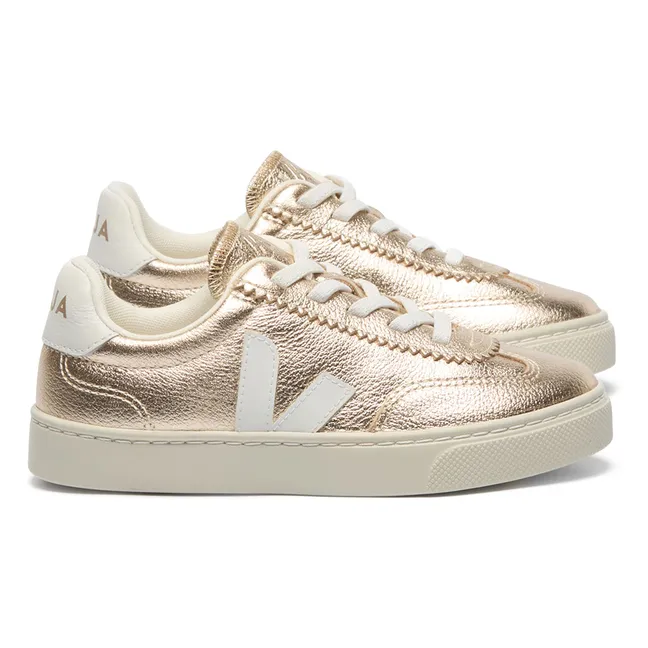 O.T. Leather Volley Sneakers with Elasticated Laces | Gold