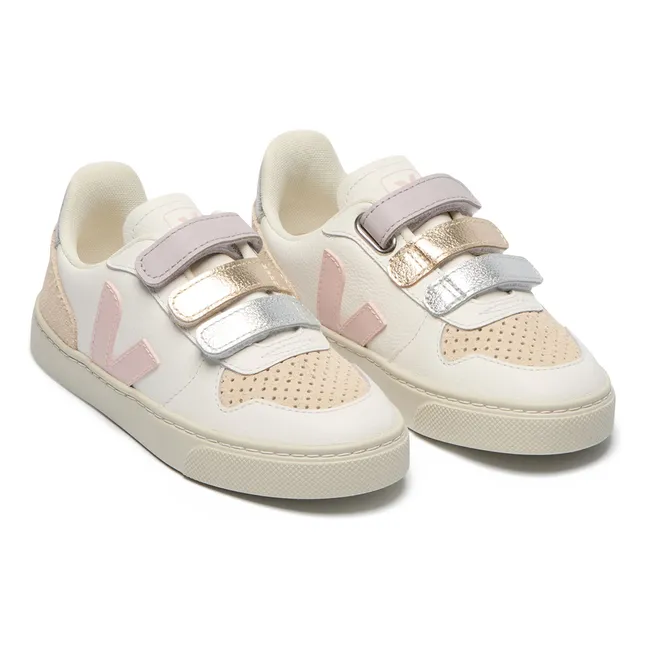 Pequeñas zapatillas de piel V-10 | Marfil