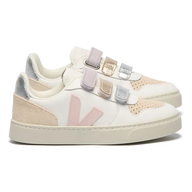 Sneakers piccole V-10 in pelle con graffi | Avorio