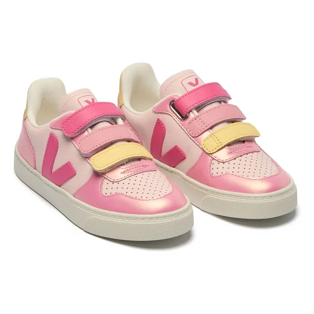 Sneakers piccole V-10 in pelle con graffi  | Rosa