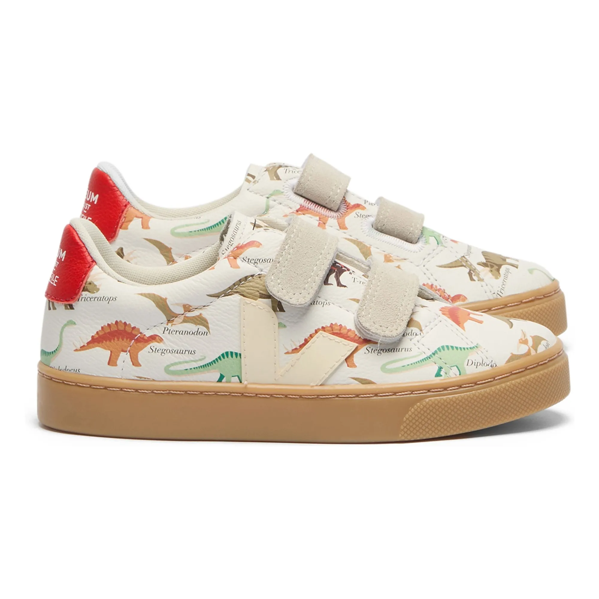Veja White X Museum Small Esplar Dinosaurs Leather Scratch Sneakers