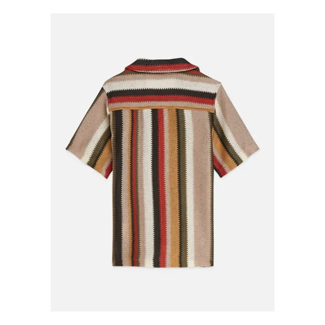Striped Mesh Shirt | Red