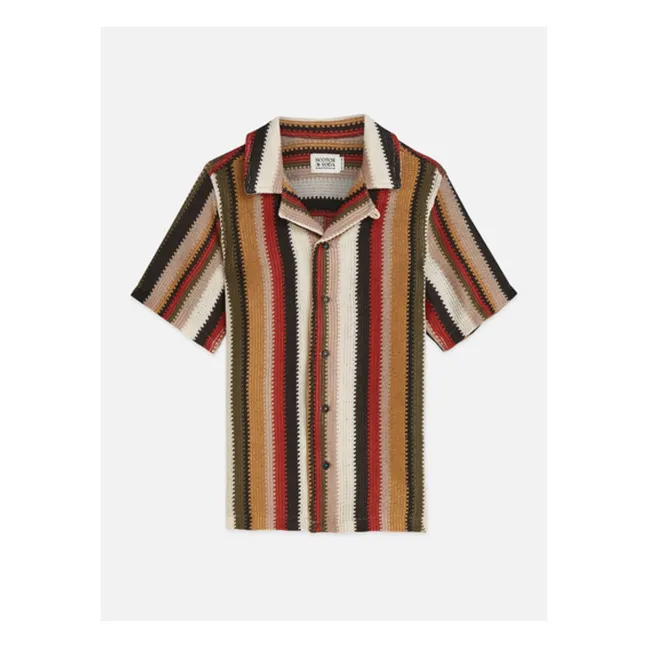 Striped Mesh Shirt | Red