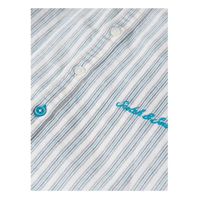 Camisa de lino a rayas | Azul Pálido