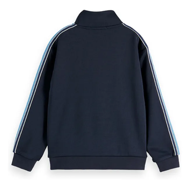 Sweat Zippé Bandes | Bleu marine