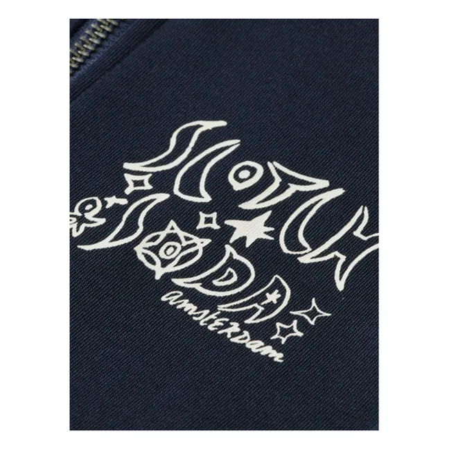 Sweat Zippé Bandes | Bleu marine