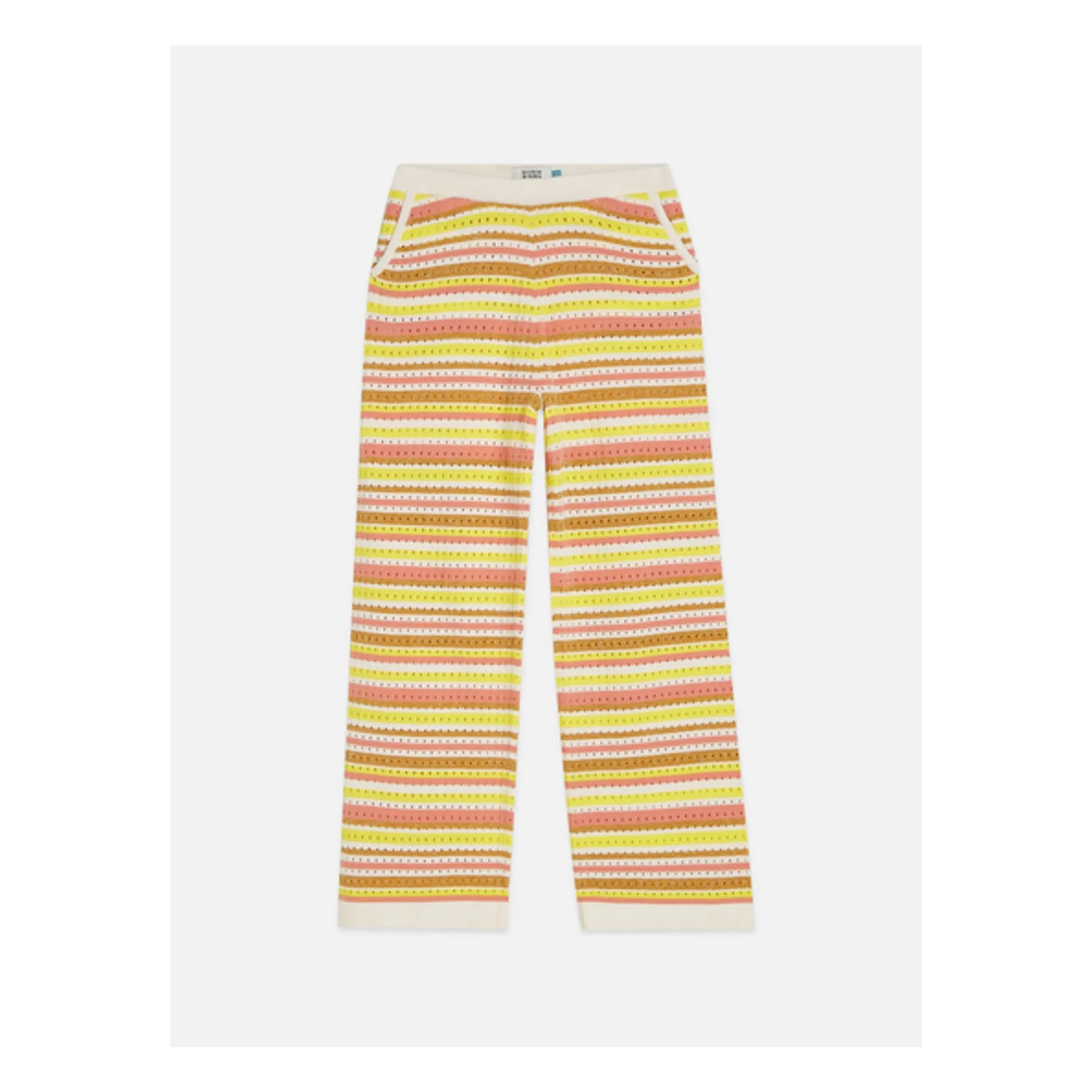 Pantalón de malla de lúrex a rayas | Amarillo- Imagen del producto n°3