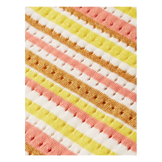 Lurex Mesh Striped Pants | Yellow