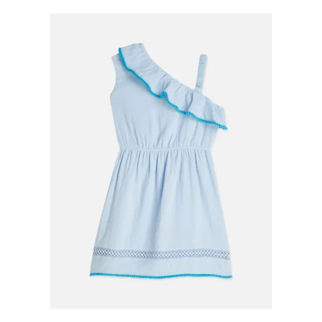 Vestido asimétrico con volantes | Azul Pálido