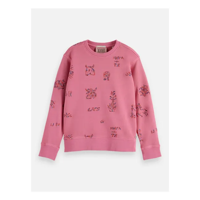 Sweat Brodé Chevaux | Rose