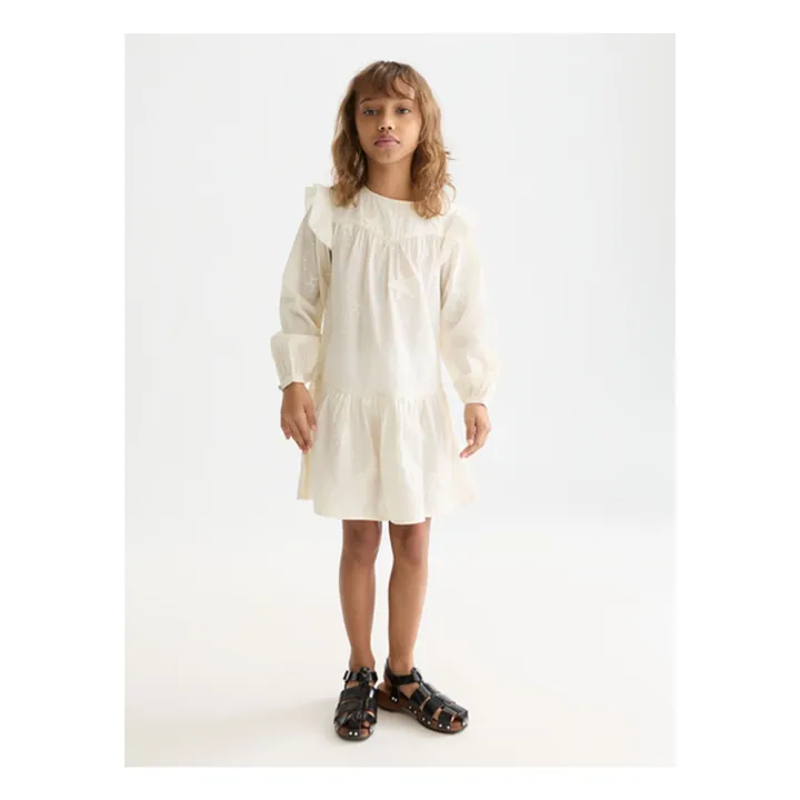 Vestido con volantes bordados | Crudo- Imagen del producto n°1