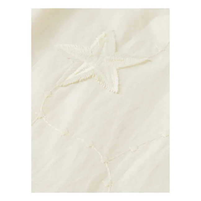 Embroidered Ruffle Dress | Ecru