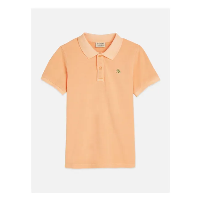 Embroidered logo polo shirt | Coral