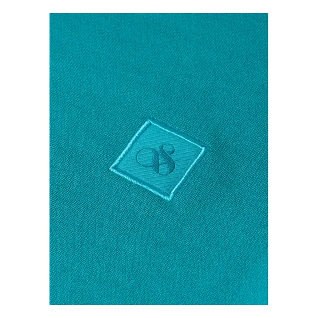 Sweat Logo Badge Coton Bio  | Bleu Lagune