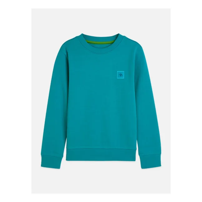 Sweat Logo Badge Coton Bio  | Bleu Lagune