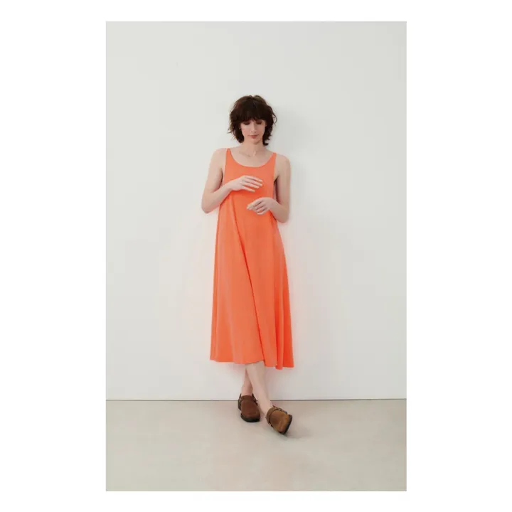Robe Col Bateau Lopintale Coton et Lin | Orange fluo- Image produit n°1