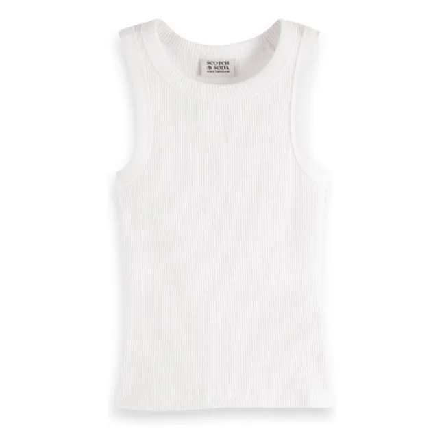 Camiseta de tirantes acanalada Algodón orgánico | Blanco