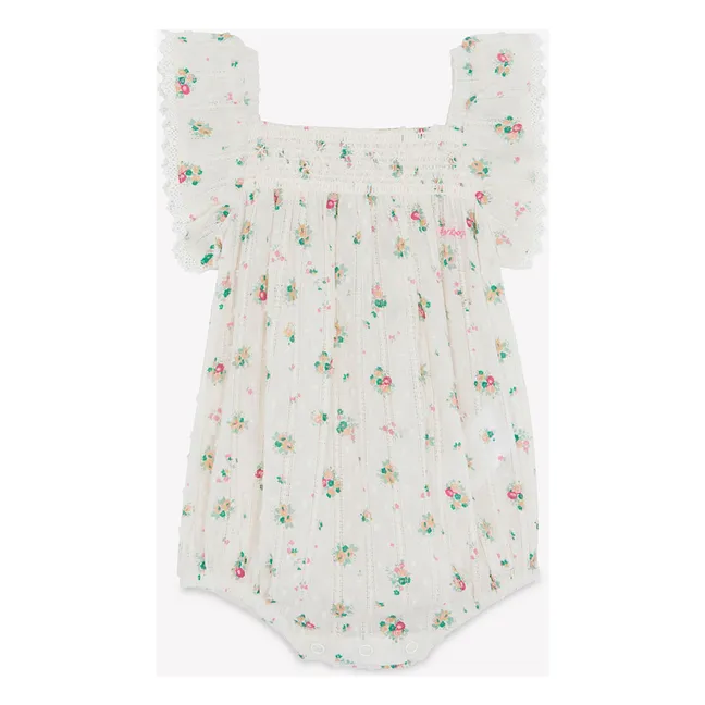 Barboteuse Smockée Lalix Bouquets | Blanc