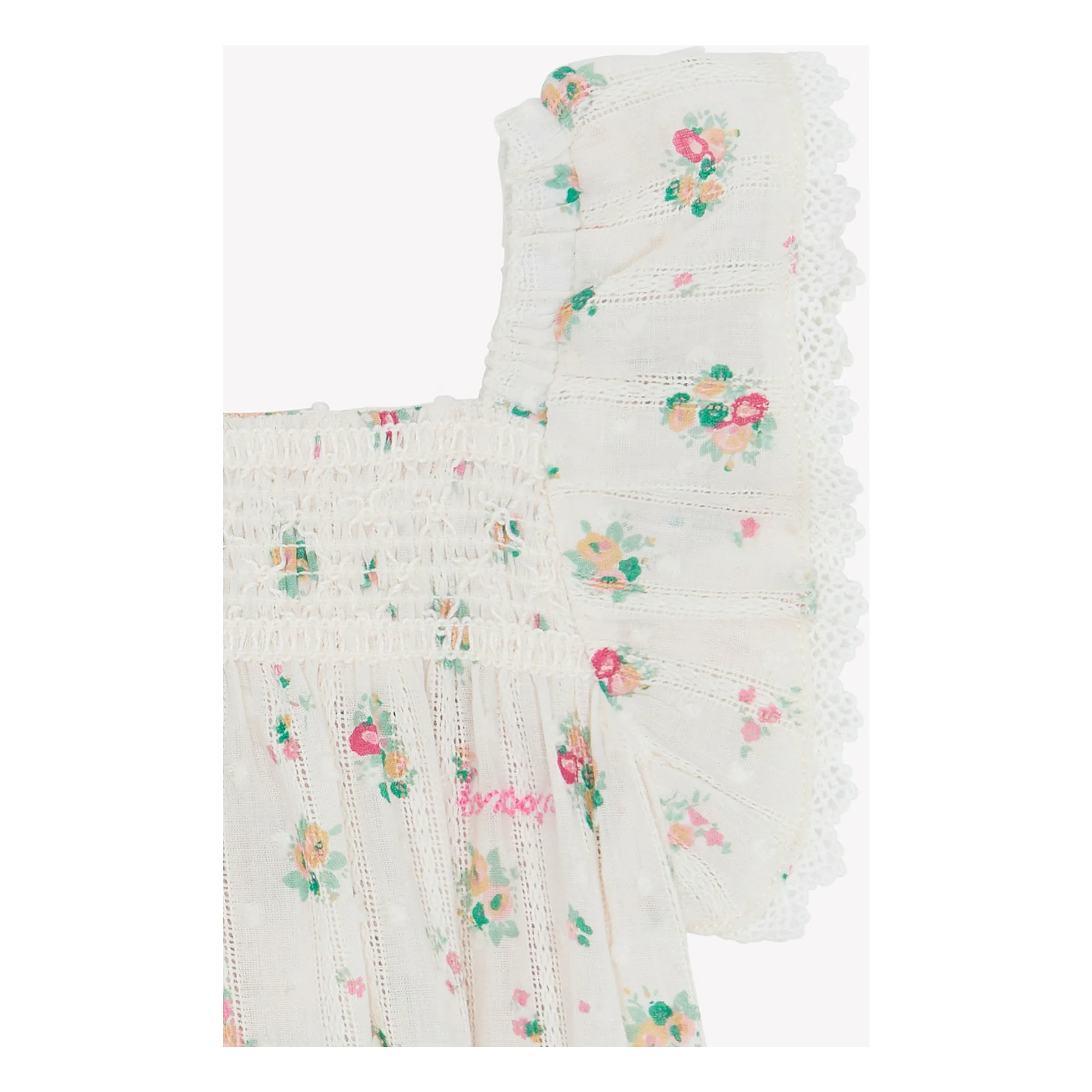 Barboteuse Smockée Lalix Bouquets | Blanc- Image produit n°4