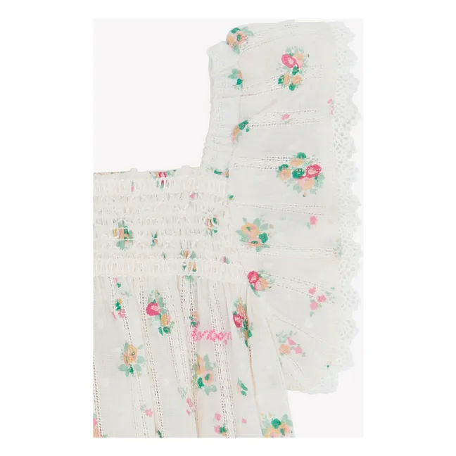 Barboteuse Smockée Lalix Bouquets | Blanc