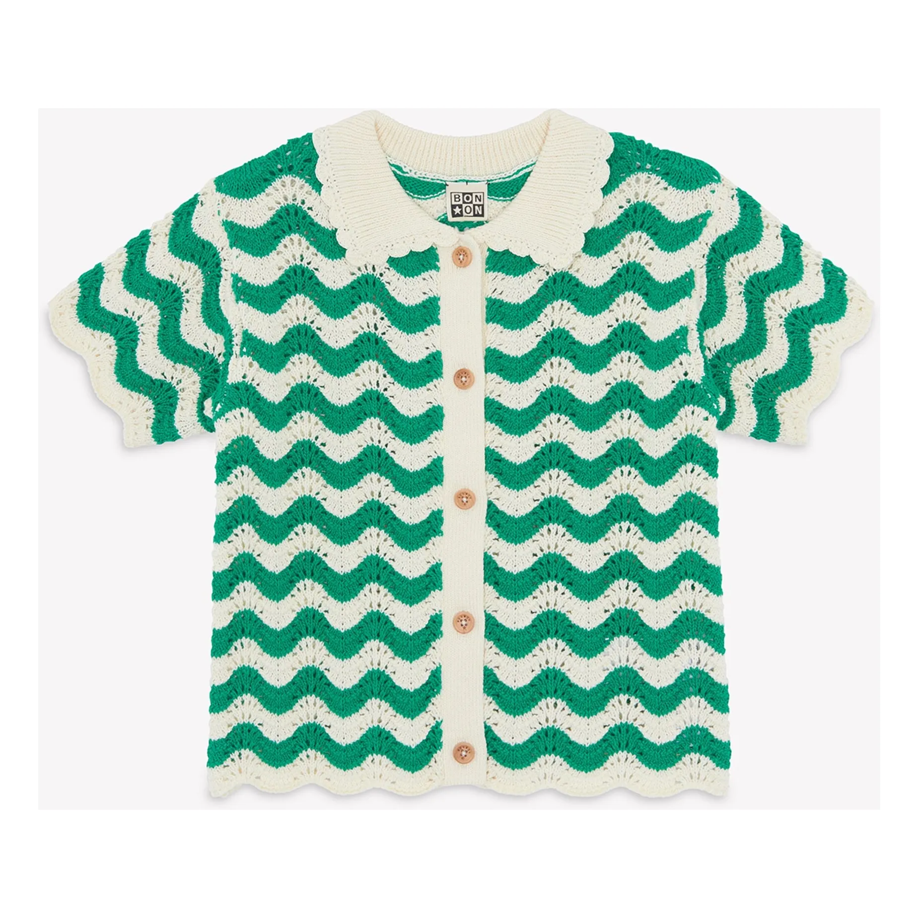 Chemise Crochet Col Claudine Ninon | Vert émeraude- Image produit n°3