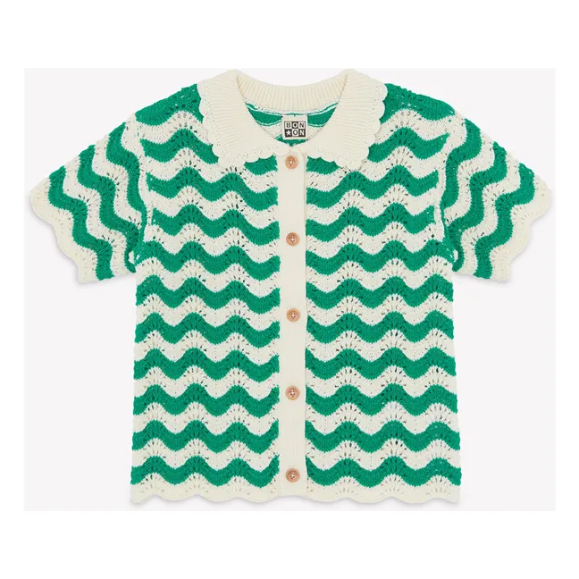 Chemise Crochet Col Claudine Ninon | Vert émeraude