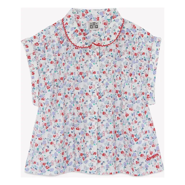 Chemise Col Claudine Lorelei Fleurie | Blanc