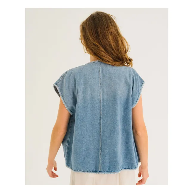 Edel Sleeveless Denim Jacket | Blue