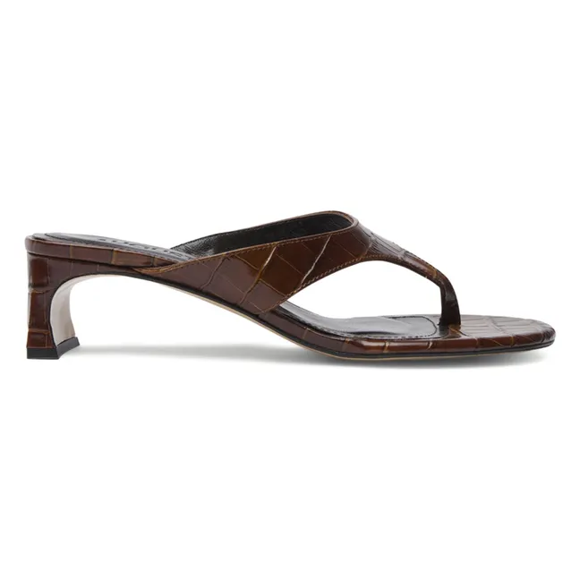 Sandales Farah Effet Crocodile | Chocolat