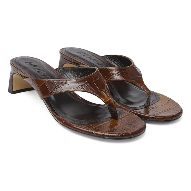 Sandales Farah Effet Crocodile | Chocolat
