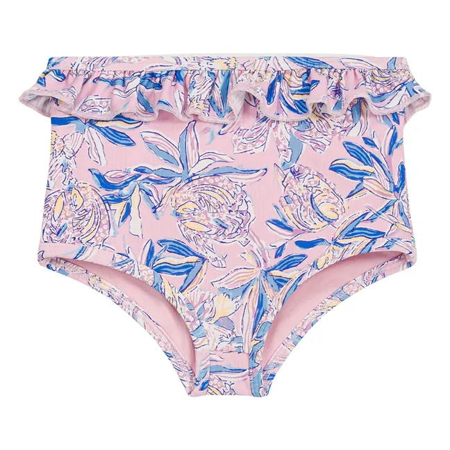 Bañador de manga larga floral Yanika de fibras recicladas | Rosa