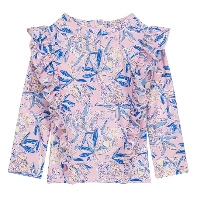 Bañador de manga larga floral Yanika de fibras recicladas | Rosa