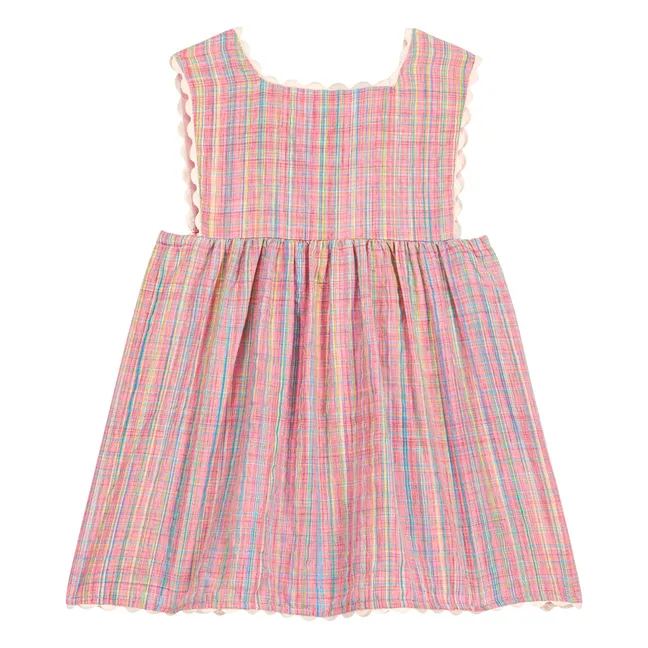 Aloisa Carreaux Apron Dress | Pink