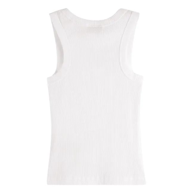 Camiseta de tirantes acanalada Algodón orgánico | Blanco