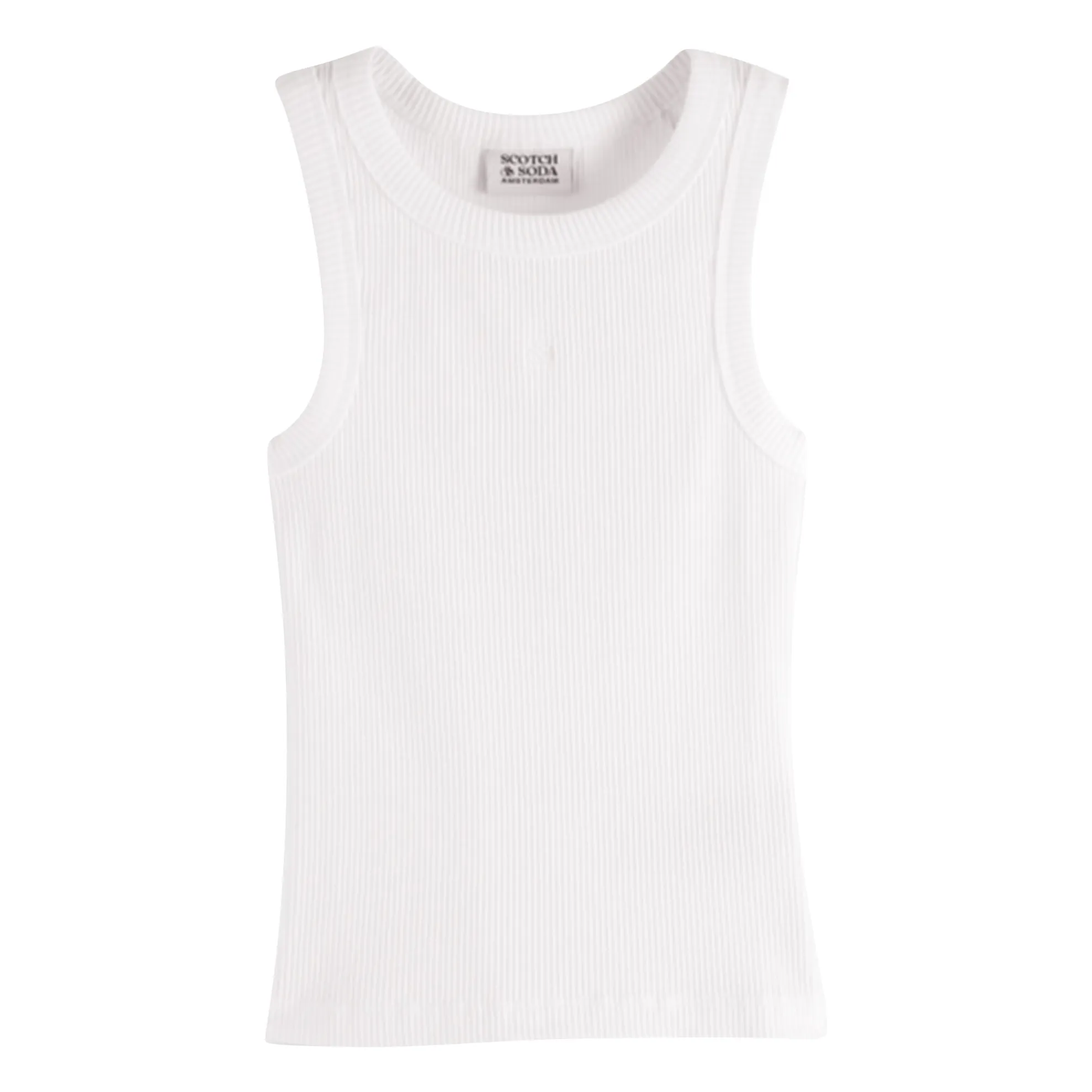 Scotch & Soda White Ribbed Tank Top Organic Cotton