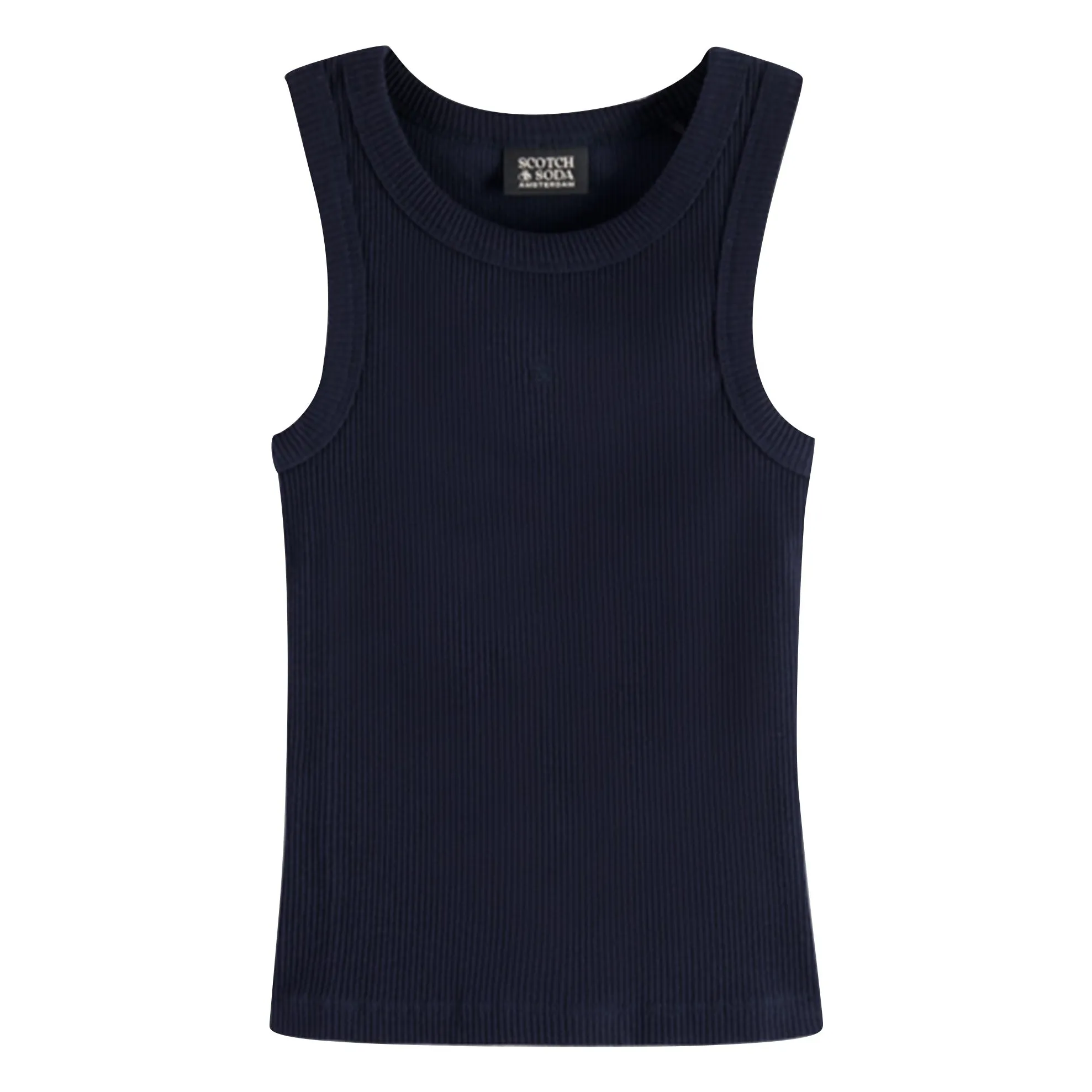 Scotch & Soda Navy Blue Ribbed Tank Top Organic Cotton