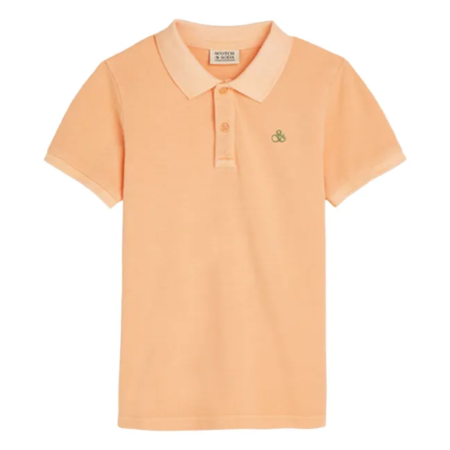 Embroidered logo polo shirt | Coral