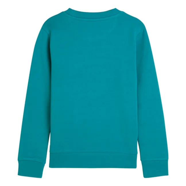 Sweat Logo Badge Coton Bio  | Bleu Lagune