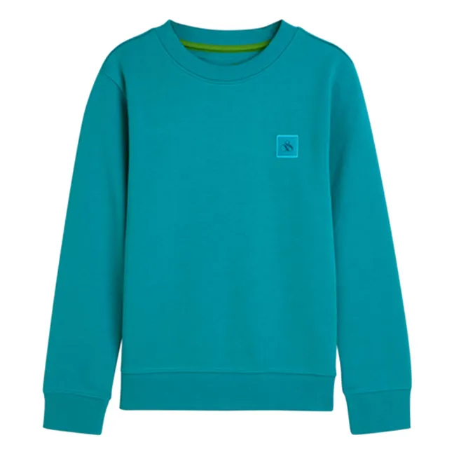 Sweat Logo Badge Coton Bio  | Bleu Lagune