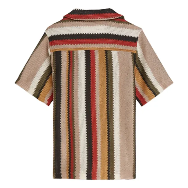 Striped Mesh Shirt | Red