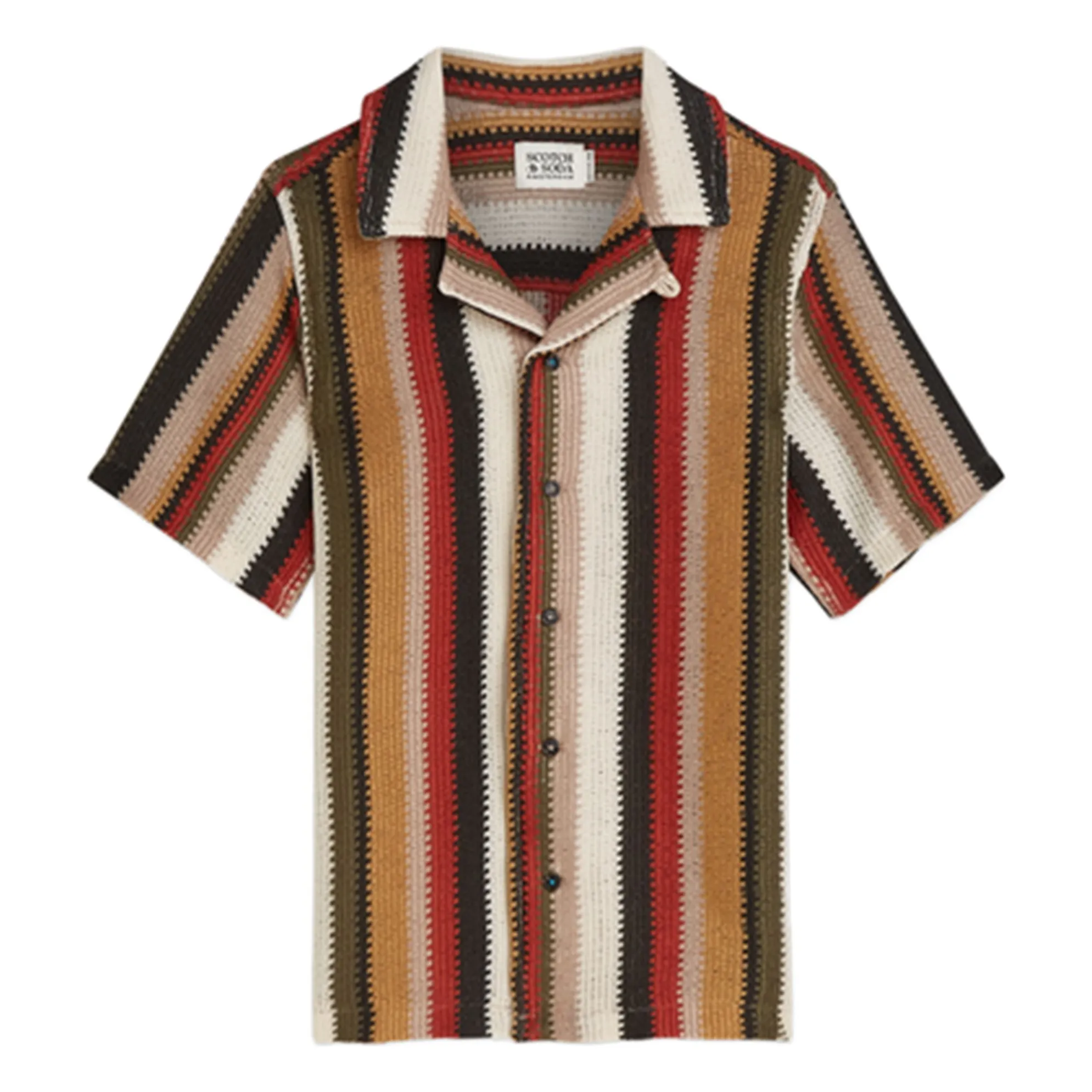 Scotch & Soda Red Striped Mesh Shirt