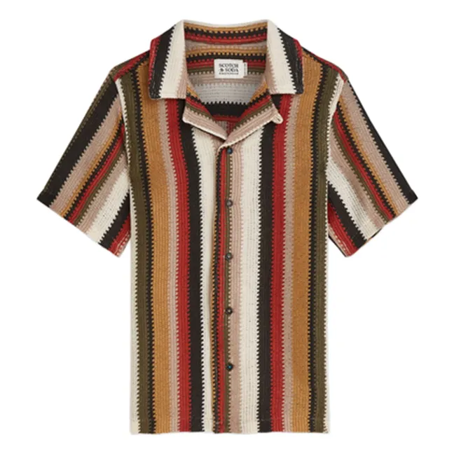 Striped Mesh Shirt | Red