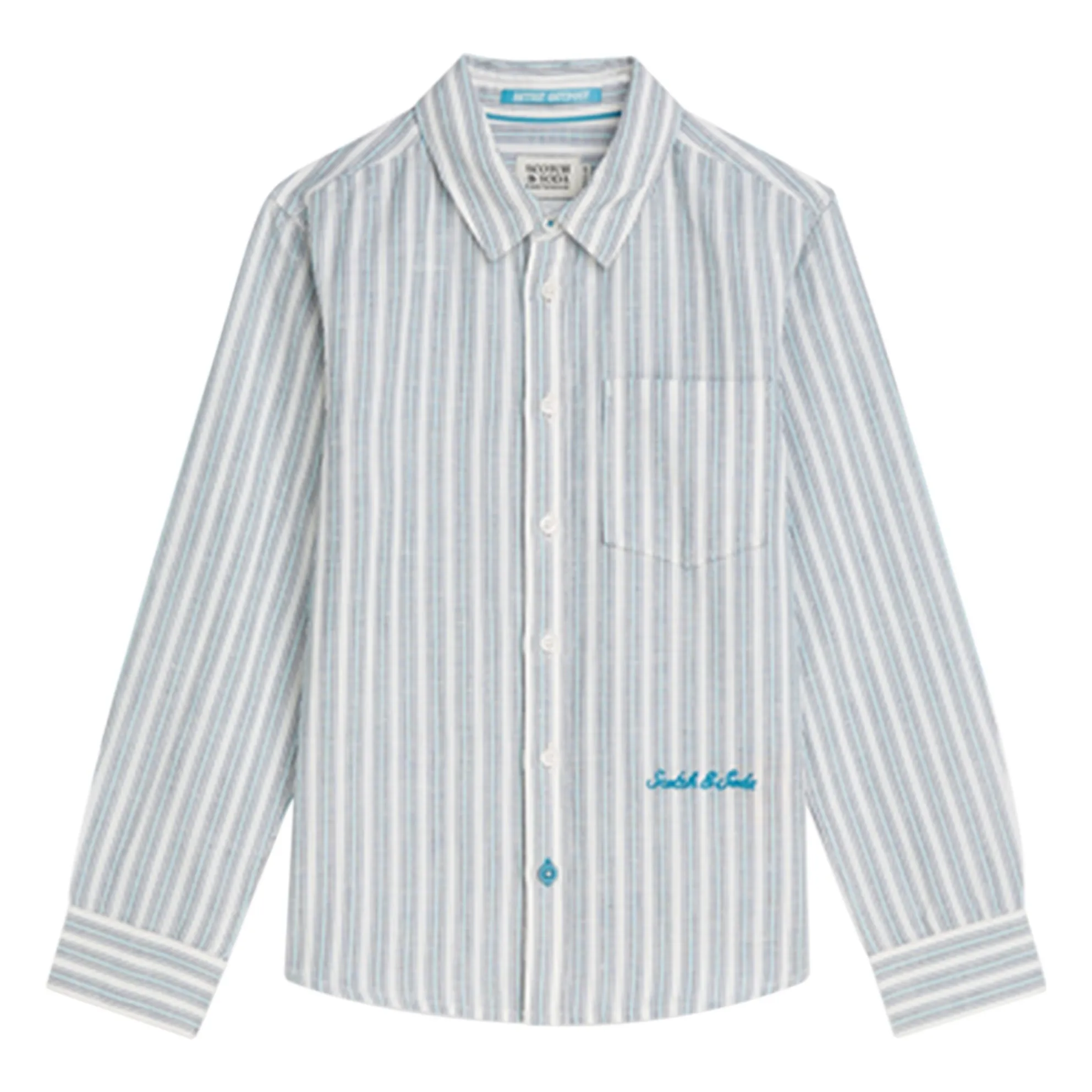Scotch & Soda Pale Blue Striped Linen Shirt