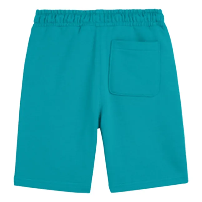 Pantalones cortos de algodón orgánico Logo Badge Jogger | Azul Laguna