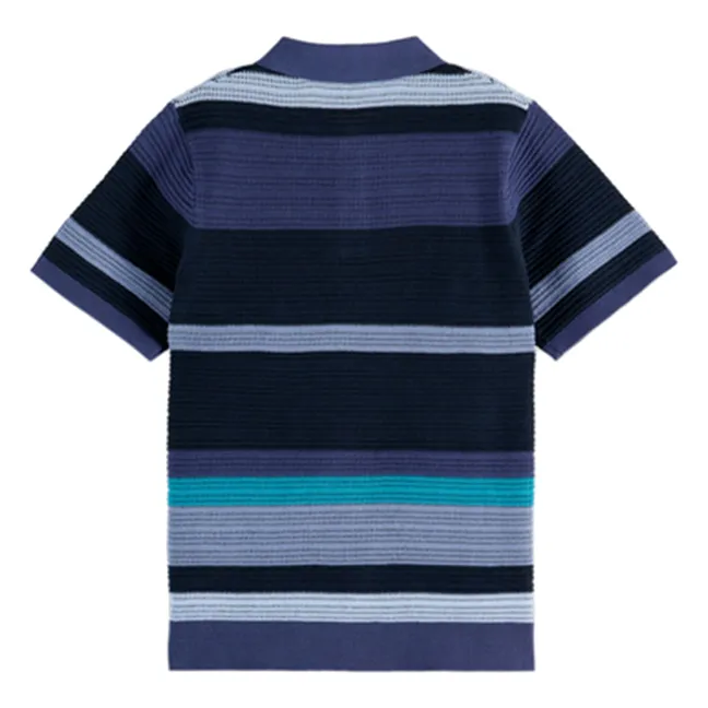 Polo de punto a rayas | Azul
