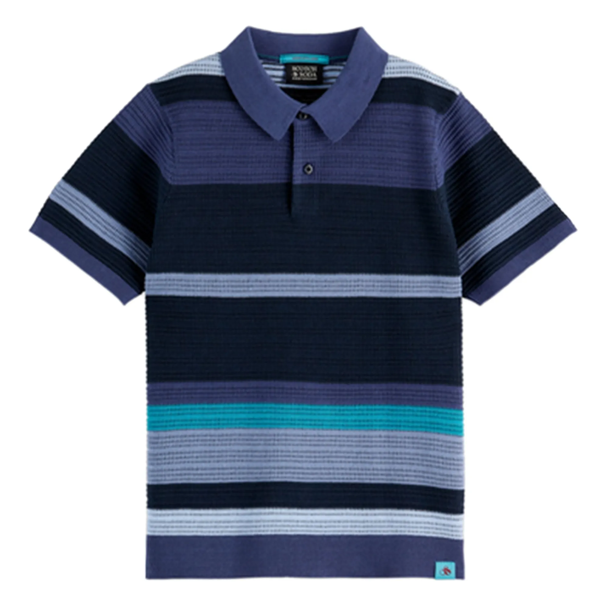 Scotch & Soda Blue Striped Knit Polo