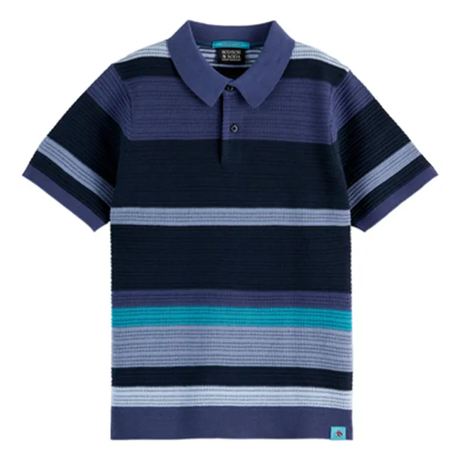Polo de punto a rayas | Azul